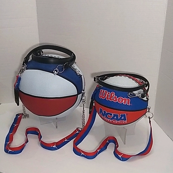 NWT HANDMADE "Mommy" & "Mini Me" RED, WHITE & BLUE Basketball Purses 🏀🏀 - Picture 10 of 15